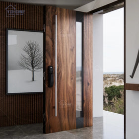 China Top Manufacturer Exterior Solid Wooden Front Main Door Pivot Doors Modern Wood Front Entry Doors