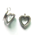 28.5*27.5MM Heart Living Carving Floating Locke Magnetic Open Shaped Old Style Looking Filigree Pattern Glass Locket