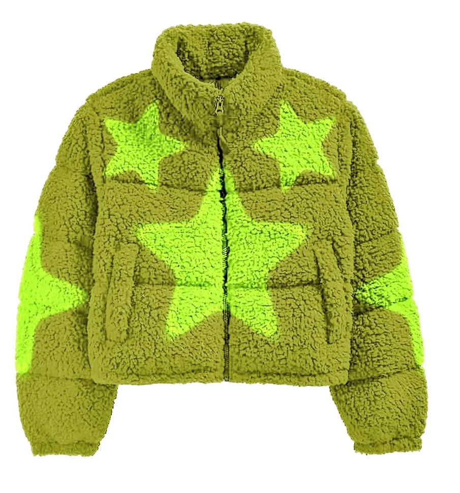 KY Fleece Fashion Clothes Stands Custom Printed Zip up Heavyweight Men Winter Jackets Lamb Wool Fabric Fur Coat