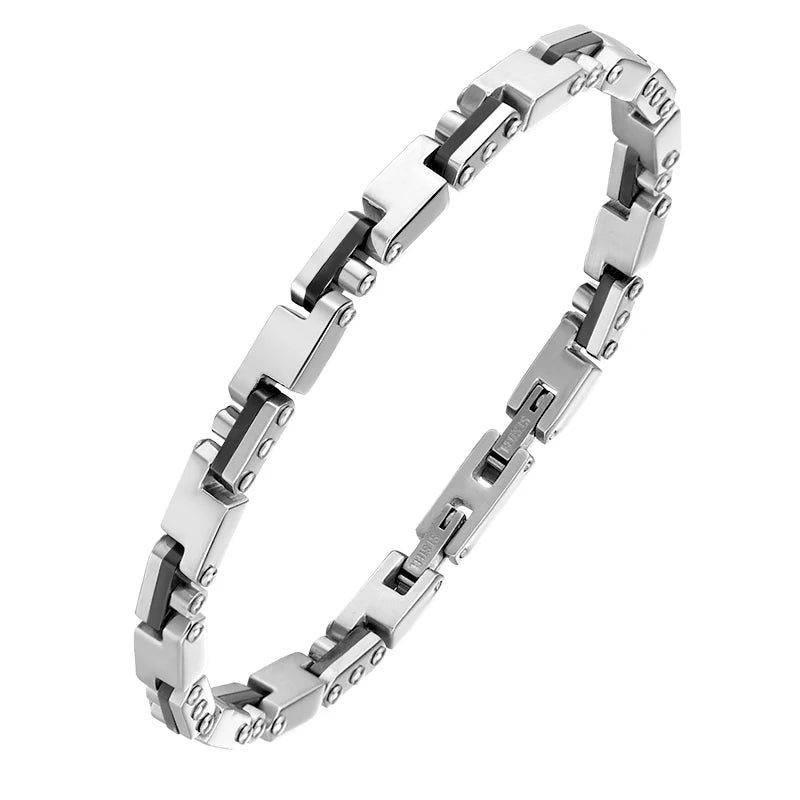 Factory Wholesale Ceramic 316 Stainless Steel Silver Men Trendy Bangle Bracelet Jewelry REACH Salt Spray Test Passed