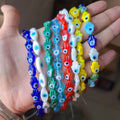 GP0946 Unique White Colored Lamp Work Evil Eyes Glazed Glaze Jewelry Heart Hamsa Hand Beads for Jewelry Bracelet Necklace Making
