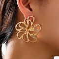KAIMEI 2025 New Arrival Fashion Jewelry Summer Trendy New Metal Irregular Hollow Earrings 18k Gold Filigree Flower Stud Earrings