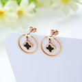 Trendy New Fashion Stainless Steel Stud Earrings Cute Rose Gold Plated Set Bezel Setting Jewelry Inspired by Flowers