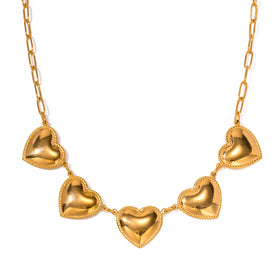 Choker Jewelry Gold Color Heart Pendant Stainless Steel Necklace for Women