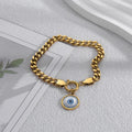 European Popular Stainless Steel Link Chain Evil Eyes Pendant  18K Gold Plated Blue Eyes Charm s