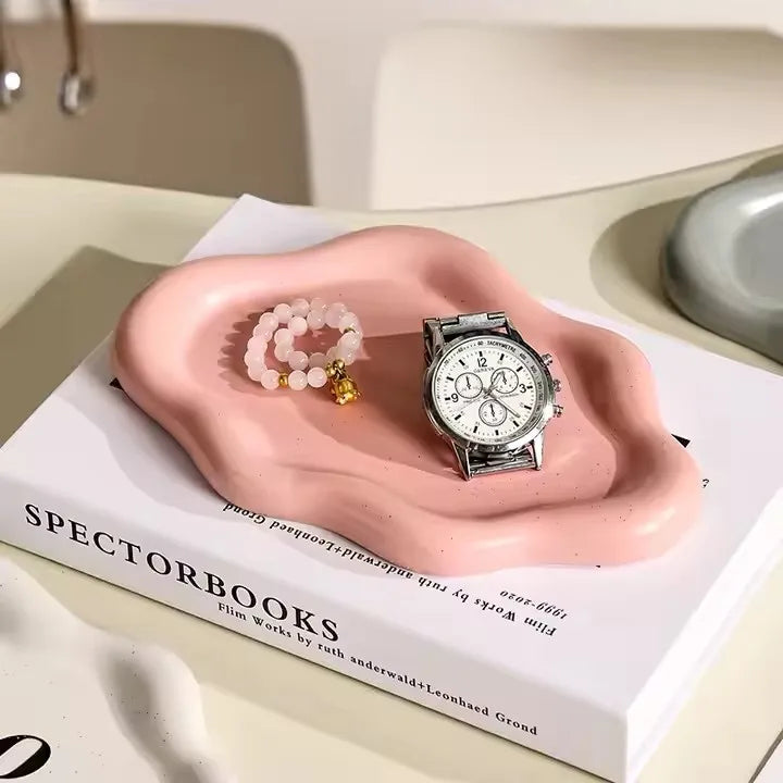 Creative Cloud Shape Ceramic Tray Jewelry Dish for Watch Keys Tray Holder for Household Storage in Kitchen or Desk