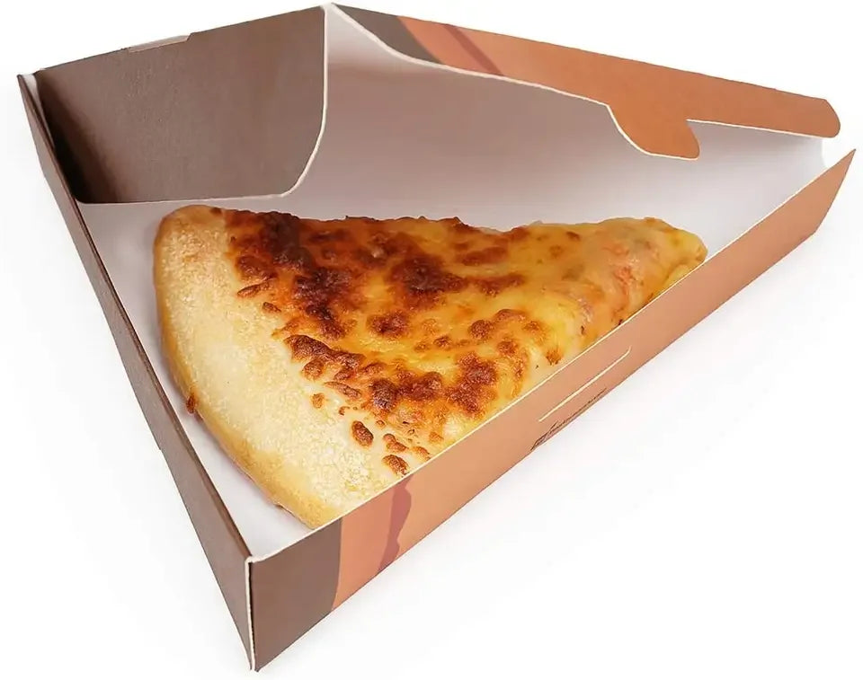 Custom Logo Oil Proof Triangle Restaurant Pizza Box White Cardboard Packaging Single Slice Pizza Box