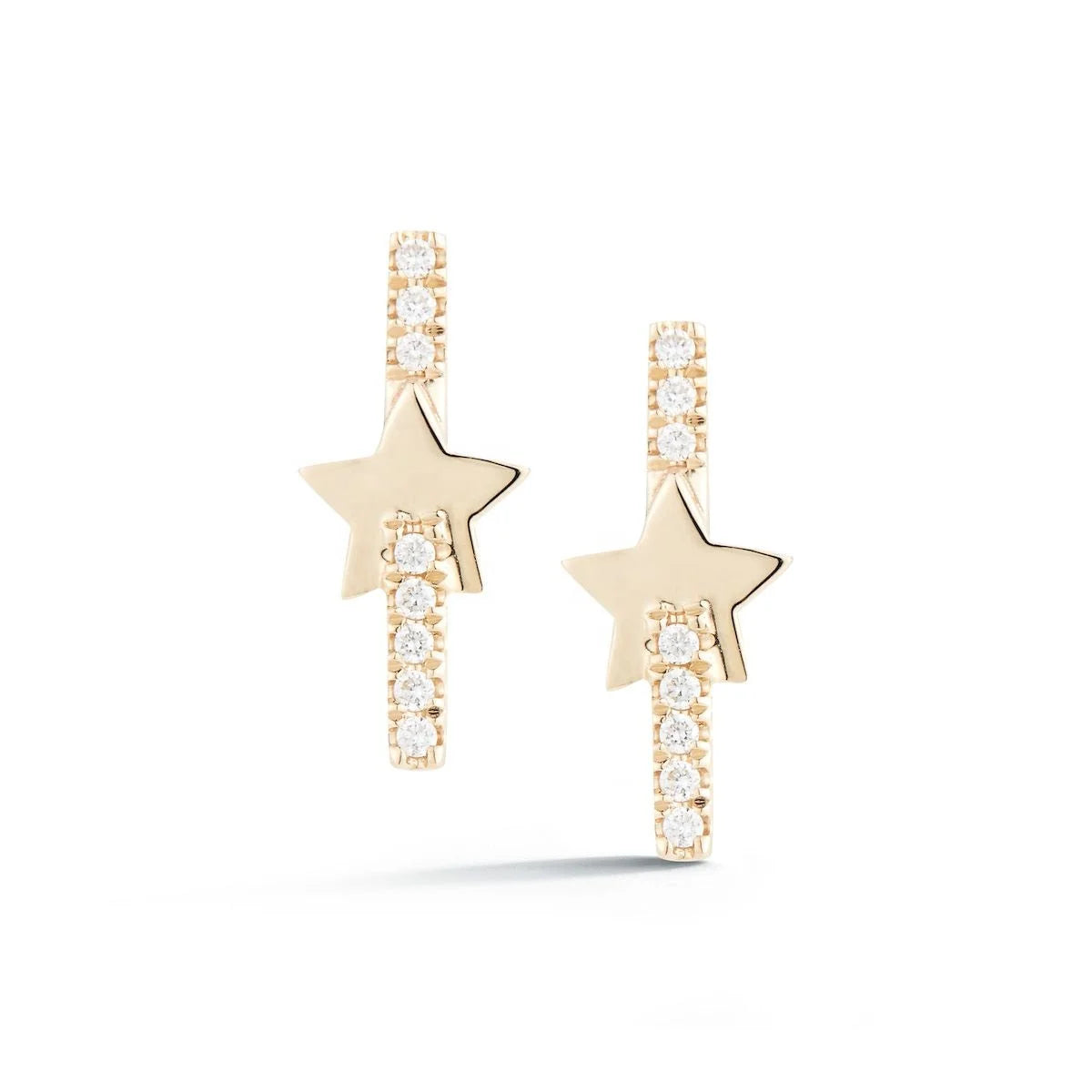 925 Sterling Silver Mini Star-shaped 18K Gold Plated Micron Pave White CZ Strip Earrings Party Gift Fine Jewelry