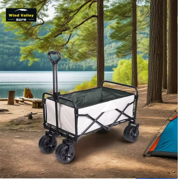 Wind Valley 8 Inch Blow Molding Four-Wheel Foldable Storage Trolley for Camping & Shopping OEM Customizable