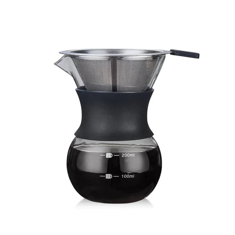 Borosilicate Glass Coffee Dripper Brewer & Glass Coffee Pot High Heat Resistant Decanter Pour Over Coffee Maker
