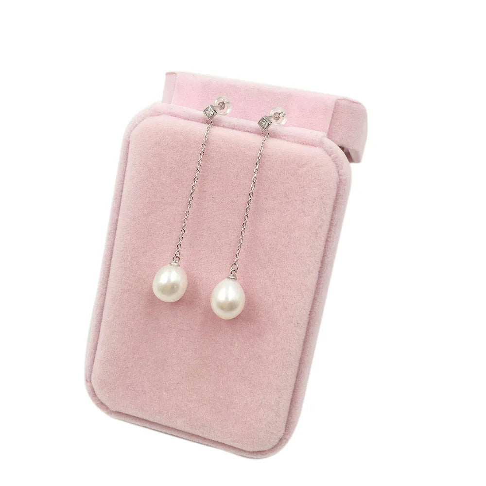 Nature Freshwater Pearl Earringfashion Newest Design 925 Sterling Silver Thread Earrings for Wedding 9.5-10.5 mm Pearl