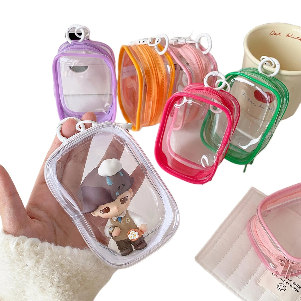Jewelry Data Cable Organizer Transparent Makeup Lipstick Bag Mystery Box clear Pouch Keychain Plush Doll Mini Pouches Keychain