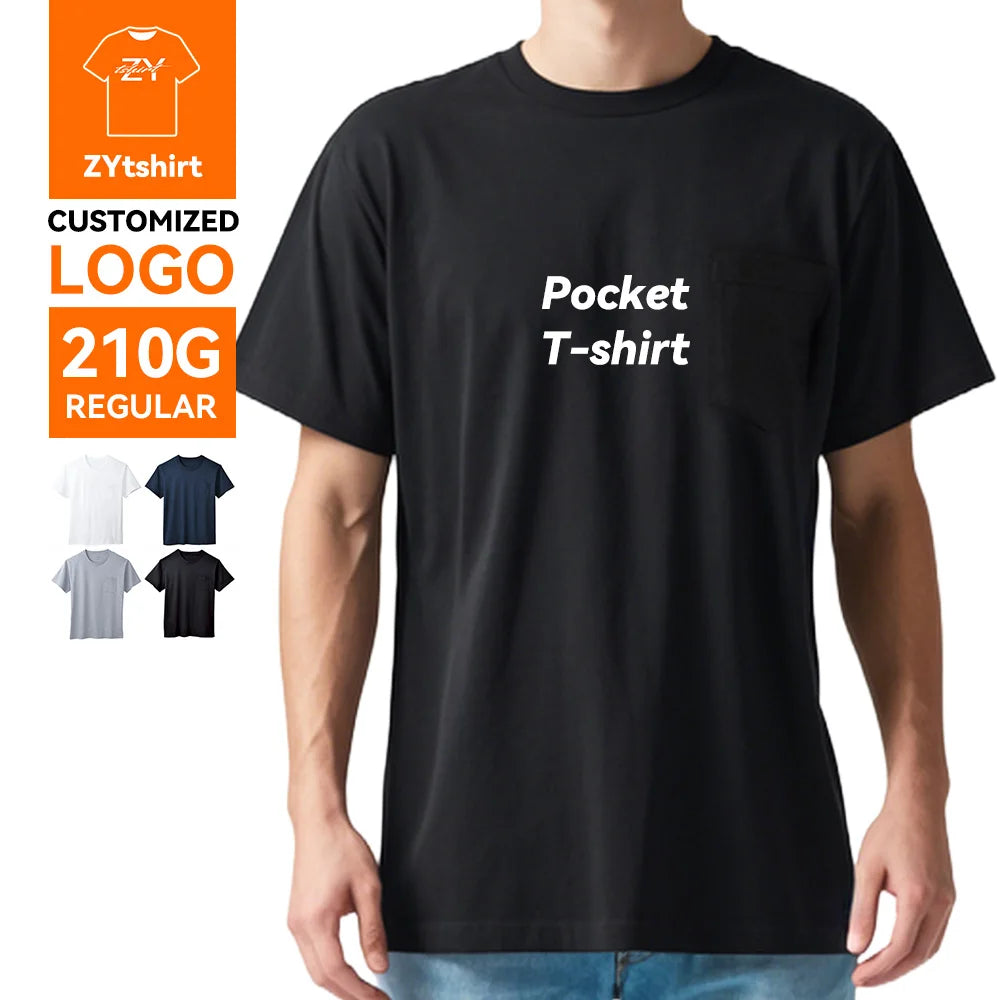 ZYtshirt Wholesale Custom Logo 210GSM 100% Cotton  T Shirt for Casual with Screen Printing