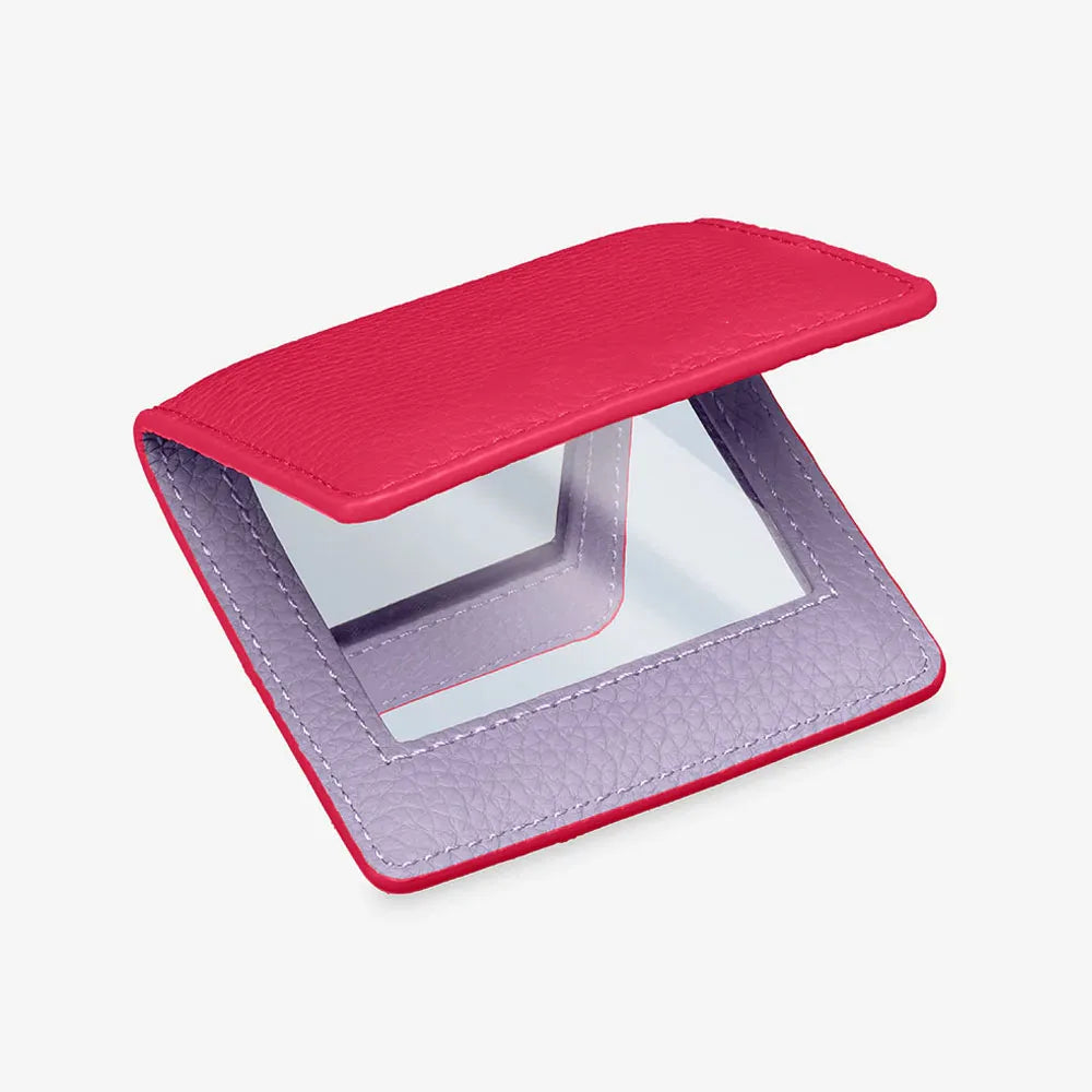 Luxury Custom Logo Printed Square Double-Side Foldable Handmade Travel Makeup Mirror OEM/ODM Fashion Small Hand-Held Leather