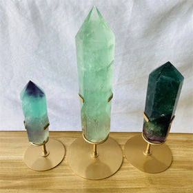 Wholesale Crystal Fluorite Tower Wand Healing Green Fluorite Double Points With Stand for Home Decoration