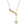 1000s Customized Color 18k Solid Gold Angle Wing Design Drop Pendant Necklace with Brilliant Cut Diamond for Women's Anniversary