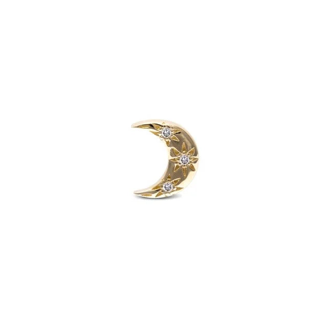 LOZRUNVE China Jewelry Manufacturer Sterling Silver 925 Pave CZ Moon Mini Stud Earring New Design
