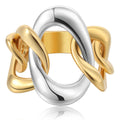 Fashion Personalized Brass Electroplated Gold and Silver Spliced Chain Ring Universal Custom Size Jewelry