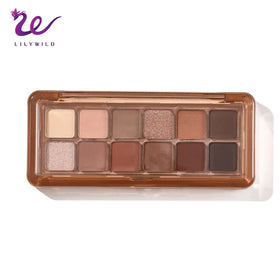 OEM 12 Grid Pigmented Matte Shimmer Eye Shades Blendable Powder Palette Long Lasting Smokey Eye Makeup Eye Shadow Palette