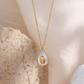 Cute Fruit Pendant Water Proof Choker Necklace Shell Avocado Pendant 18K Gold Plated Stainless Steel Chain Necklace