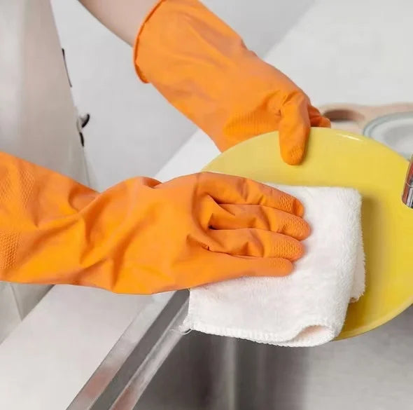 OEM Design Household Rubber Gloves Dip Flock Lined Diamond Grip Roll Beaded Cuff Latex