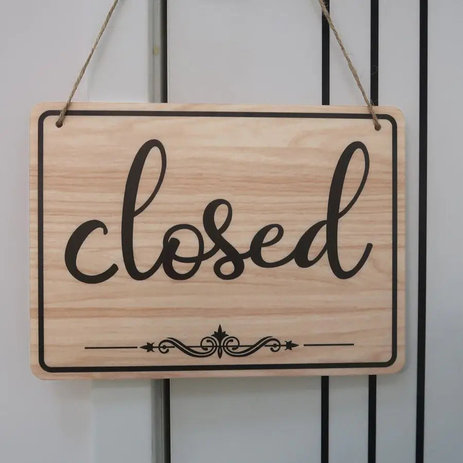Acrylic Wood Grain Open Close Sign Hanging Open Closed Sign Board 11.6*8.46in Open Sign for Business