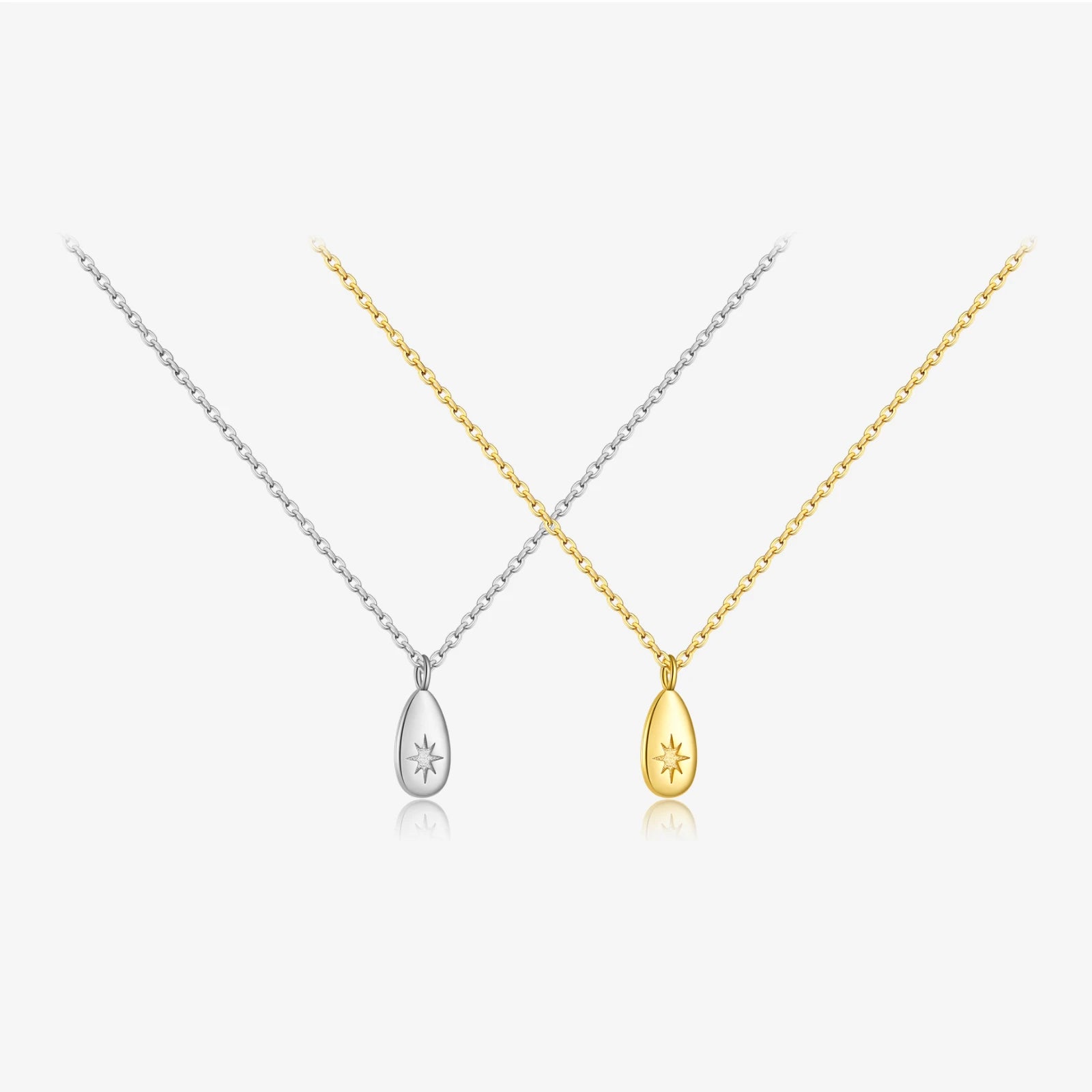 FUAMAY Collares Silver 925 Pear Nugget Pendant Necklace Flat Simply Sun Necklace