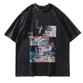 Distressed Oversize Grunge T Shirt Streetwear Japanese Anime Eyes Print Retro Tshirt 2023 Hip Hop Casual Cotton Loose T-shirt