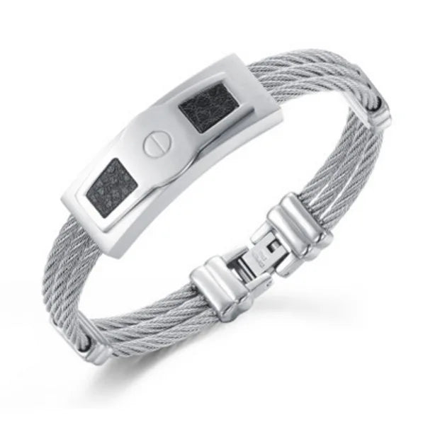 Best Price Retro Hip Hop Style Men  Gift Party Stainless Steel Twisted Gold Cable Bicolor Wire Fine Bracelet Bangle