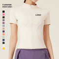 2024 Custom Women Soft Comfortable Outwork Sports Short Sleeves Gym Zip up Jackets Tight Running Yoga Fitness Top
