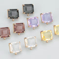 M338 10 Pcs/lot Rectangular Transparent Glass Copper Metal Diy Stud Earrings for Woman Girls Fashion Jewelry