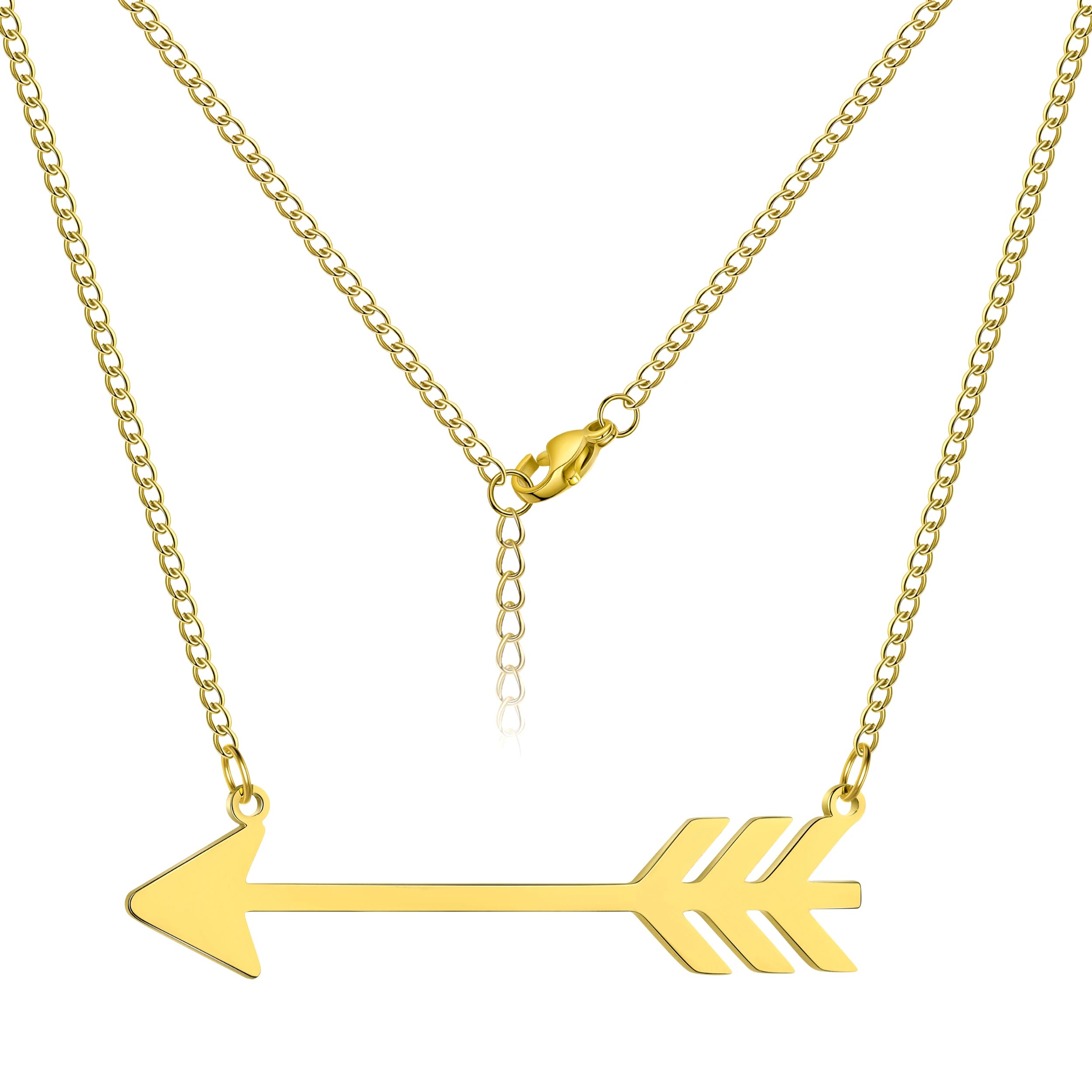 Love Arrow Pendant Necklace for Women Men Stainless Steel Gold Color Choker Neck Chains Trendy Kpop Jewelry Gift