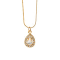 18K Gold Plated Teardrop Crystal Pendant Necklace Zircon Halo Charm Jewelry for Women Bridal Gift Statement Chain Wholesale
