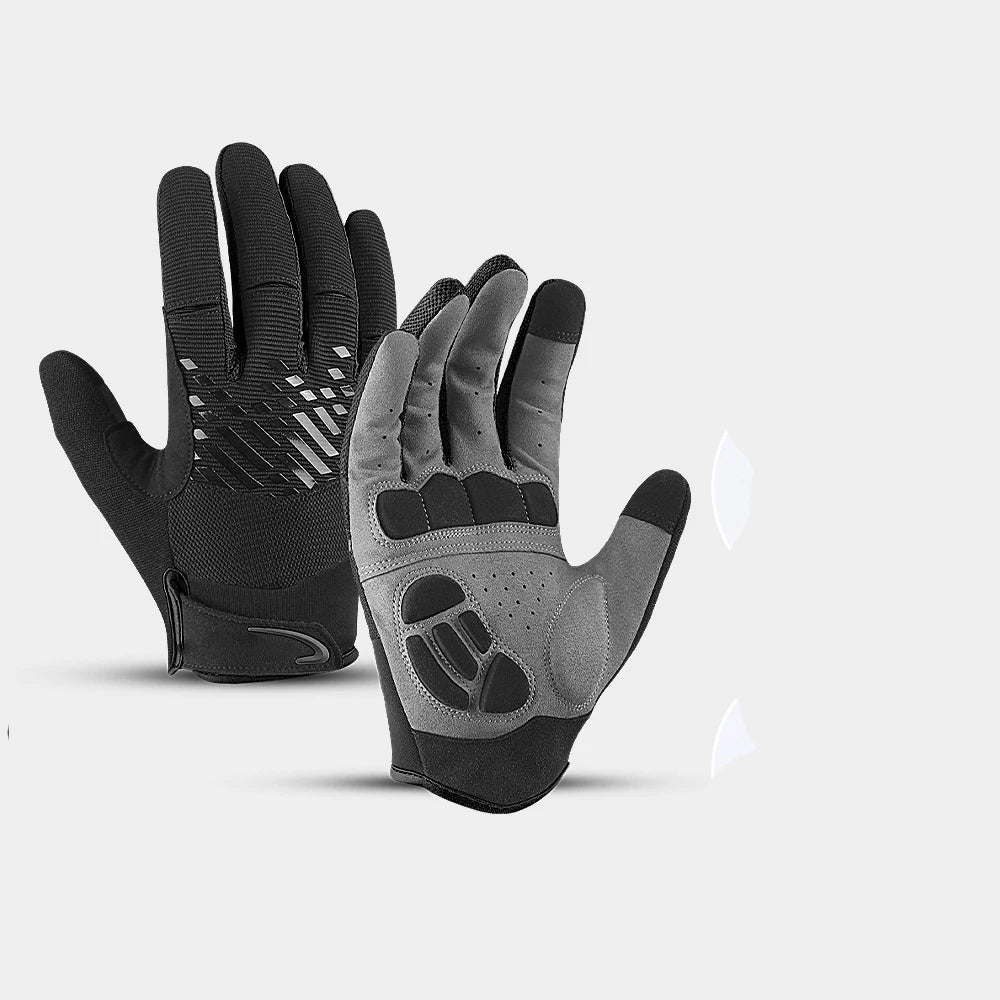Thin Sports Cycling Aero Full Finger Waterproof Touchscreen Compatible Padded Mesh Gel Gloves for Outdoor Riding All Season