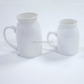 300/450ml White Plain Ceramic Milk Mug Sublimation Customized logo Classic Milk Jug with Handle