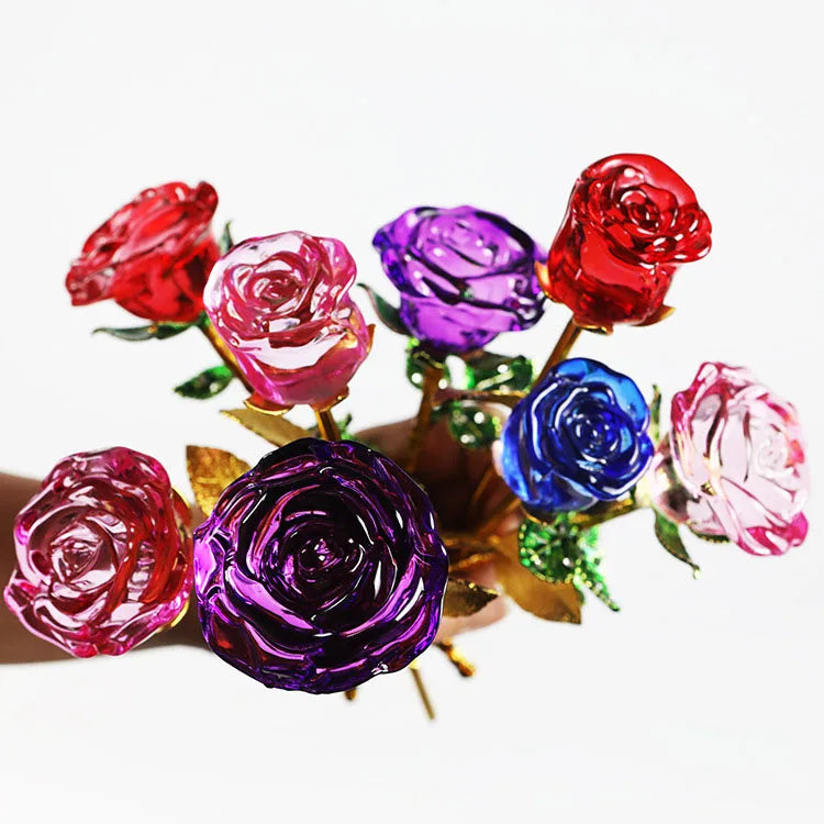DIY Romantic gifts colors crystal rose flower with flower bottle