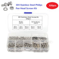 Assorted 320pcs/Box Screws Kit 304 SUS Metric M3 Screw Kit Slotted Pan Head Machine Screws Nuts and Washers Assortment