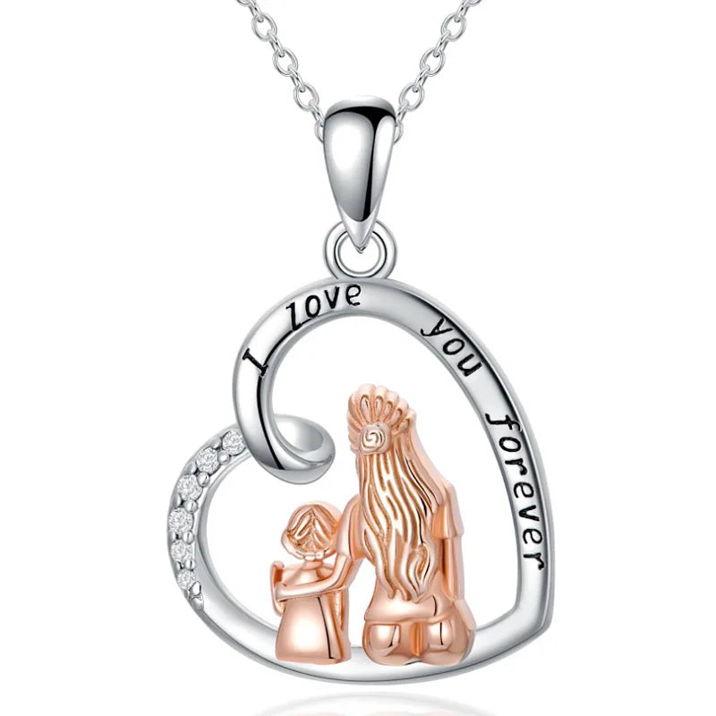 Daughter Heart Pendant Necklaces Mom I Love You Forever Jewelry Mother's Day Necklace Heart Pendant Necklace