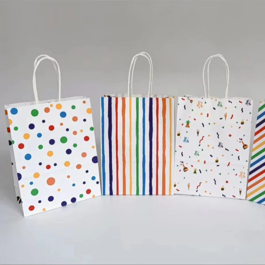 22*11*27cm Eco-friendly Recyclable Kraft Paper Gift Bags Lamination Natural Color Candle Packaging Handbag for Wedding Birthday