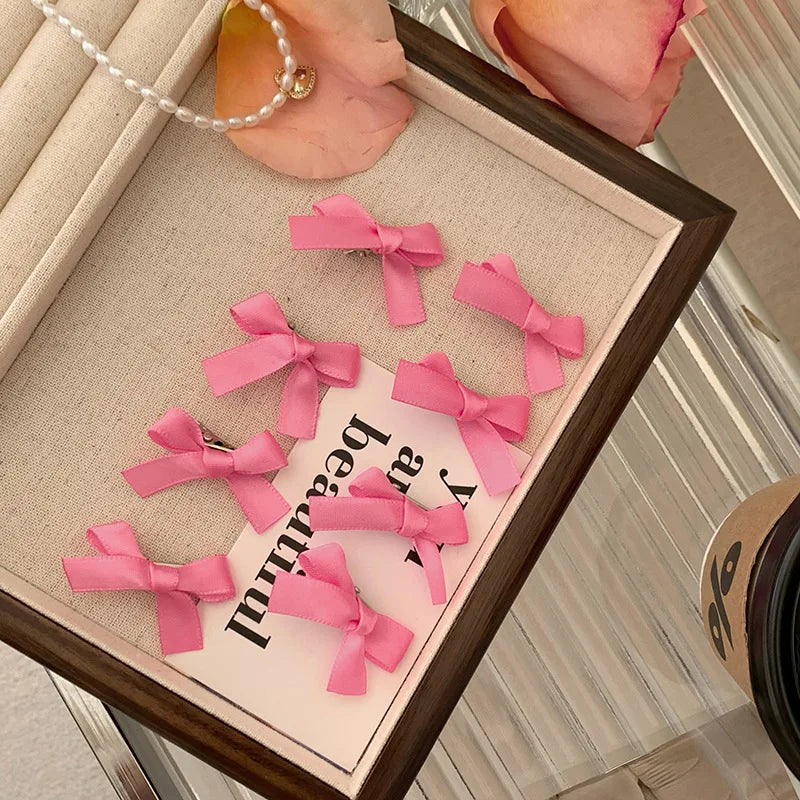 Fashion Girls Headwear Small Butterfly Pink Ribbon Hair Clip for Hair Styling Accessories