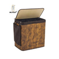 KUYUE Laundry Hamper With Lid 2-Section Laundry Basket With 2 Removable Liner & Side Pocket Foldable Bamboo Hamper