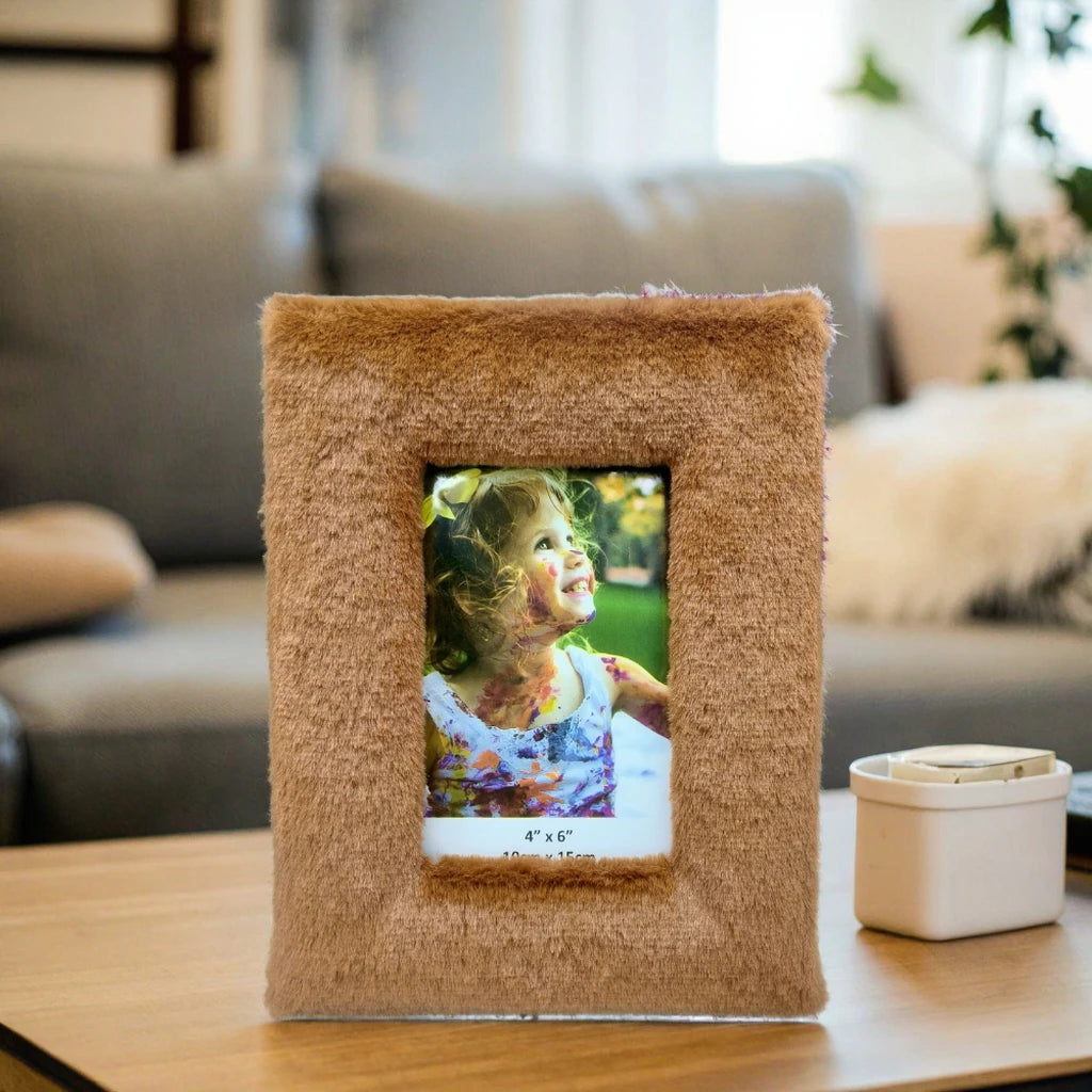 New 4x6-Inch Wood Photo Frame with Plush Rabbit and Rainbow Table Velvet Picture Frame for Home or Hotel Decoration Hot Sale