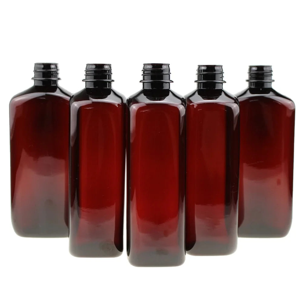 16 oz Pet square Amber Plastic Bottle for Liquid Medicine with CRC Cap