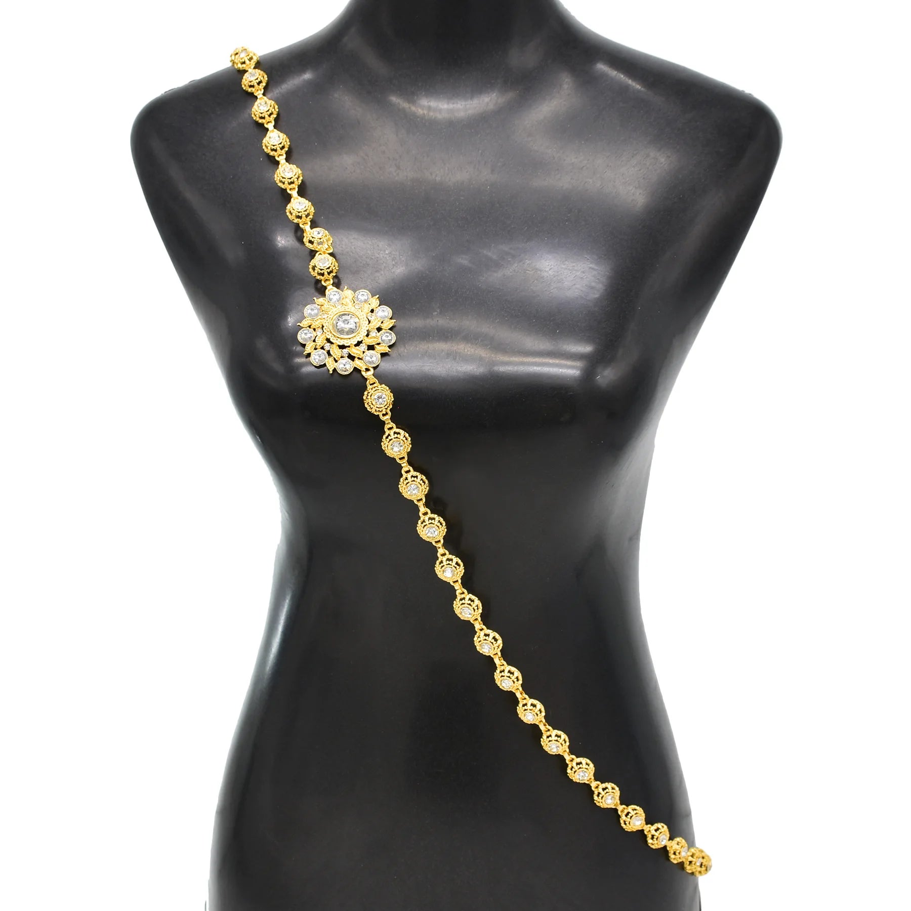 Indian Gold Shawl Shoulder Chain Crystal Colorful Body Chain Wedding Jewelry European Ladies Accessories