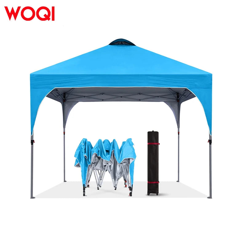 WOQI Lightweight Outdoor Advertising Popup Canopy 3x3 Trade Exhibition Tent with Custom Logo Oxford Cover and Stable Base