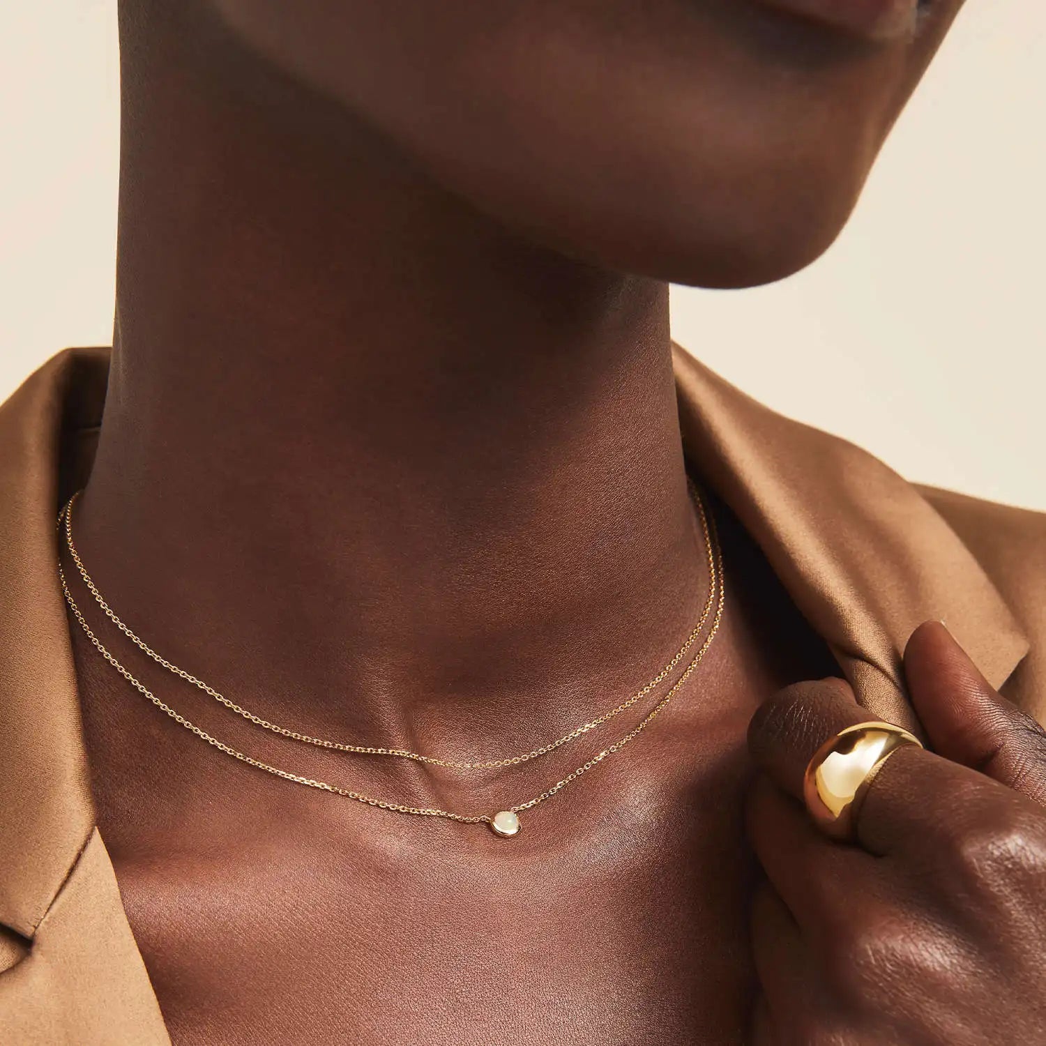 Minimalist Necklace Women Crystal Necklace Double Layer Natural Stone Necklace Jewelry