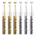 Paint Pen Gold Silver Metallic Permanent Acrylic Markers Set for Fabric Glass Rock Wooden Ceramic Leather Tire Painting