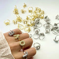 Gold Plated Bubble Balloon 26 English Alphabet Gold Silver Ring Open Ring Hand Decoration Index Finger Letters Fashion Rings