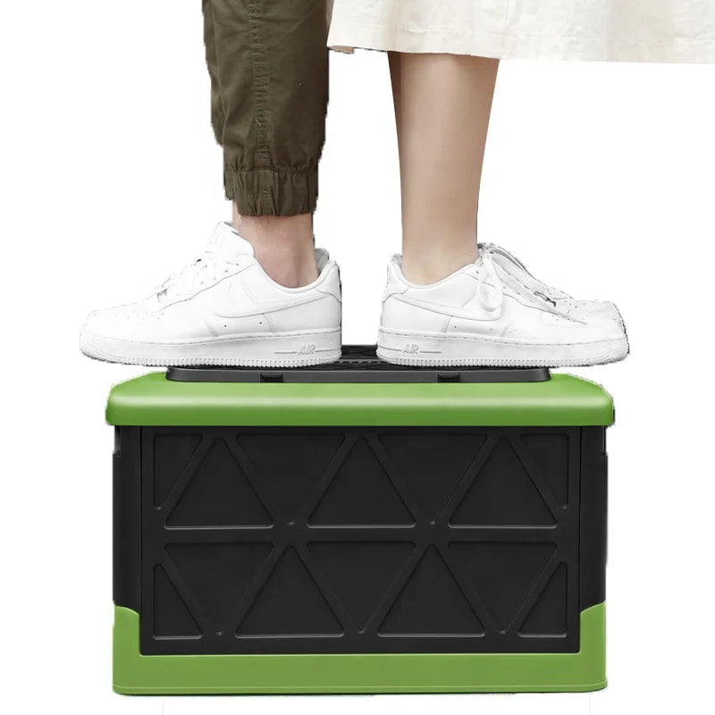Anjuny Heavy-Duty PP Plastic Folding Storage Bins Rectangle Shape Foldable Camping Box for Home Organization and Food Storage