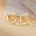 Myshape Round Geometric Stud Earring Women Girls Stainless Steel Gold Color Minimalist Earrings Trendy Jewelry Mother's Day Gift